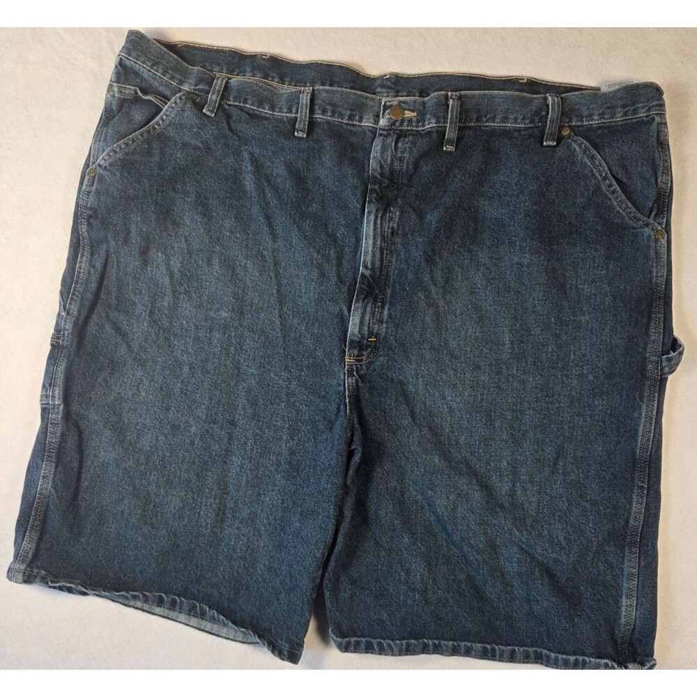 Wrangler Rugged Wear Carpenter Denim Shorts Mens 52 Dark Wash Blue Hammer Loop